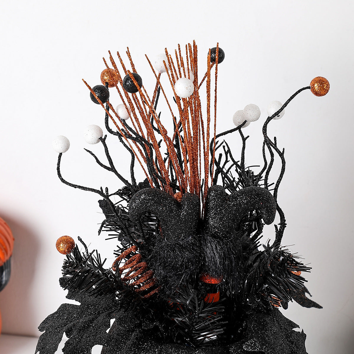 Halloween Decorations Black Pumpkin Flowerpot Ornaments Sacred Pumpkin Berries Branch Party Spooky Atmosphere Decoration Props