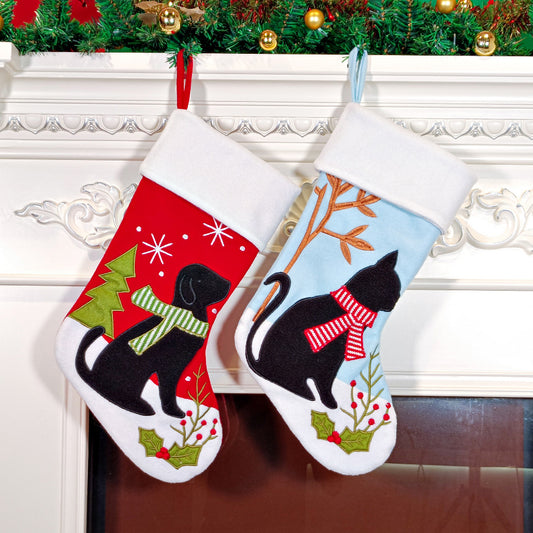 Christmas Decorations Big Gift Bag Embroider Pet Stocking Xmas Tree Hanging Fireplace Home Decorations