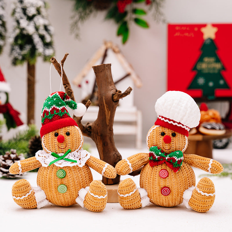 Christmas Ginger Man Pendants Sitting Doll Xmas Tree Hanging Ornaments for Holiday Home Decorations Tray Decor