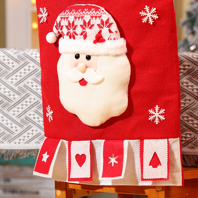 Cartoon Knitted Chair Covers Christmas Decorations Dinning Room Ornaments Holiday Home Decor