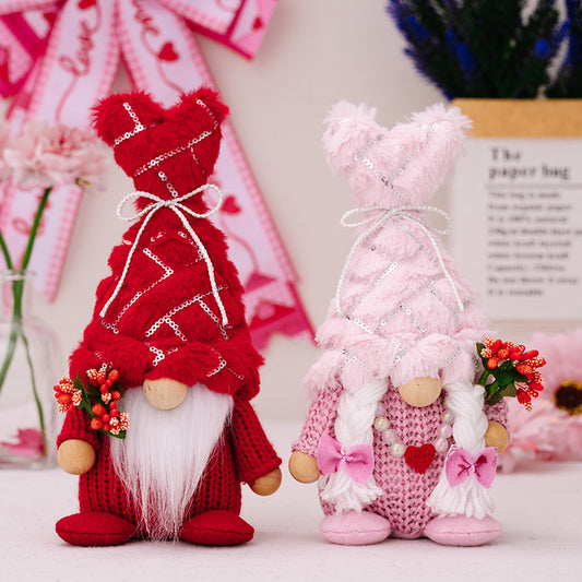 Valentine‘s Day Gift Heart Plush Doll Ornament Sequin Dolls Decorations for Mother's Day Gift