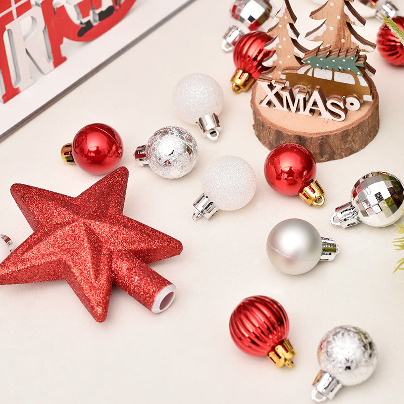 30PCS Christmas Ball Decorations 3cm/1.2in Mini Glitter Baubles with Tree Topper Hanging Ornaments for Table Christmas Tree Party Decor Wedding Holiday Decoration Gifts
