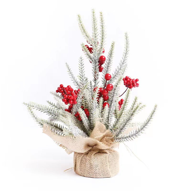 Christmas Decorations 30cm Mini Tabletop Christmas Tree Flocking Xmas Tree Ornaments