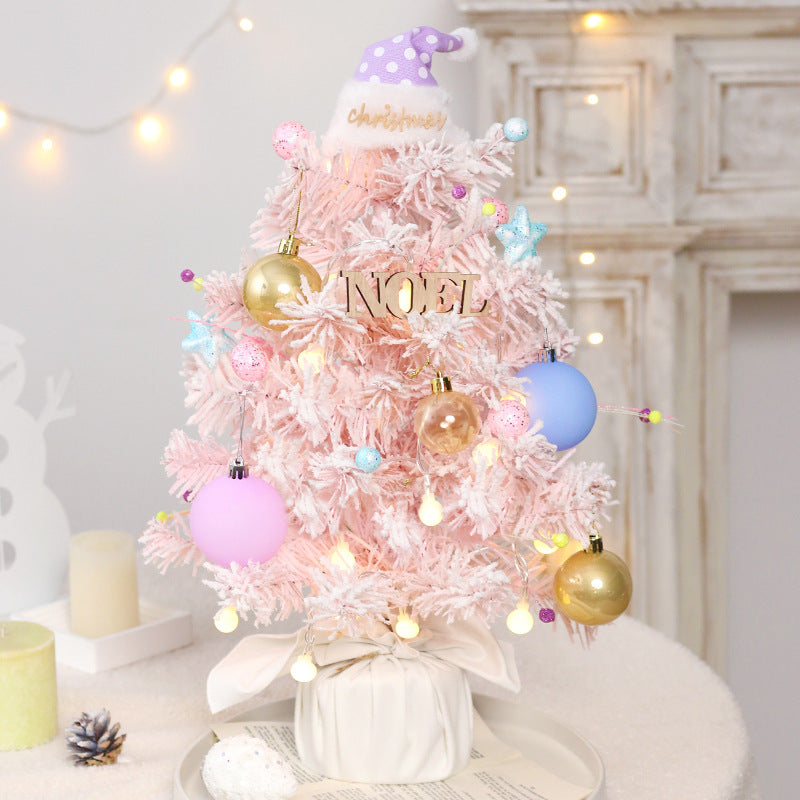 Christmas Decorations Pink Mini Christmas Tree Rotating with Music Box Tabletop Ornaments 50cm/20in