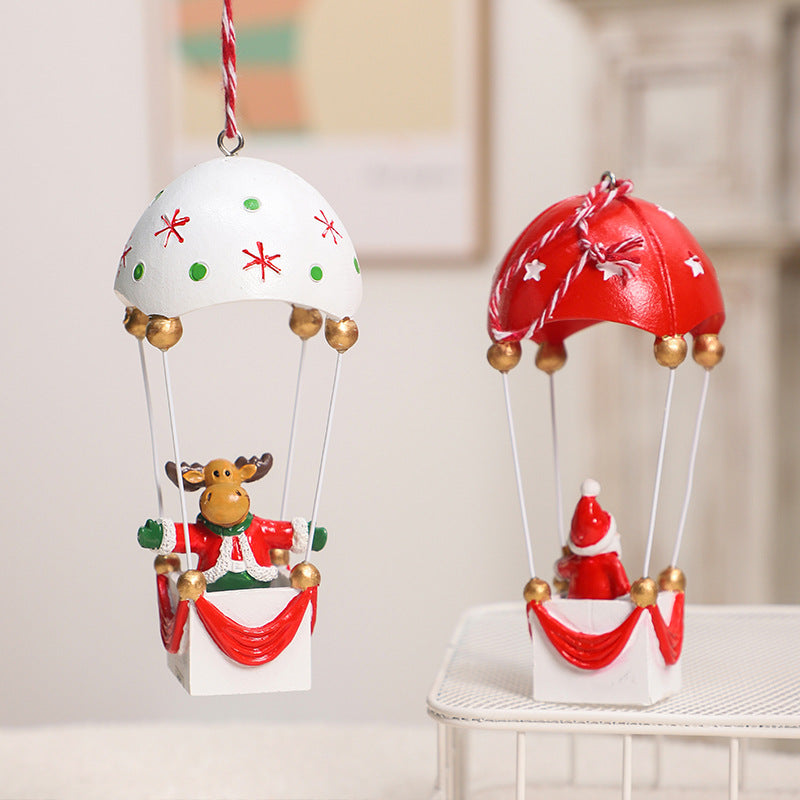 Christmas Parachute Decorations Xmas Tree Pendant Resign Santa Snowman Ornament Home Desktop Decor