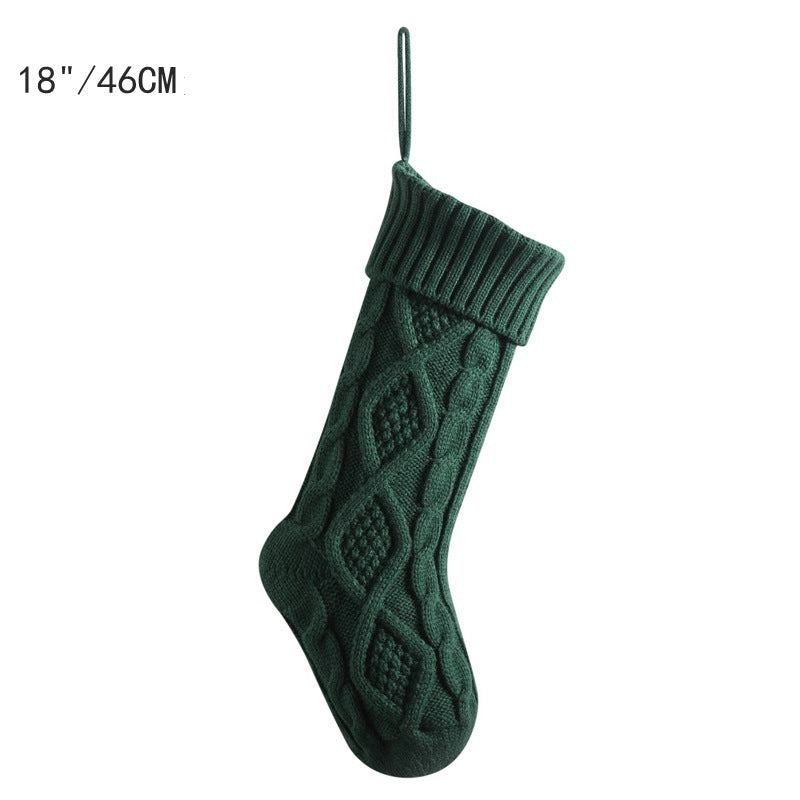 18in Large Christmas Gift Bag Decorations Knitted Two-sided Diamond Christmas Stocking Home Fireplace Xmas Tree Ornaments