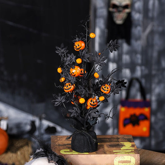Halloween Decorations Scary Pumpkin Maple Decorative Tree Tabletop Ornaments Holiday Party Home Decor Shop Window Decoration