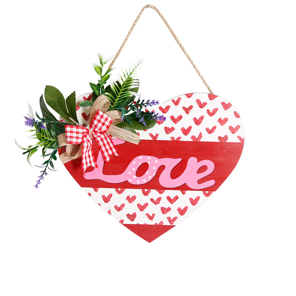 Heart-shaped Wooden Sign for Home Decor Front Door Hanging Ornament Valentine's Day, Wedding, Engagement Anniversary Decorations