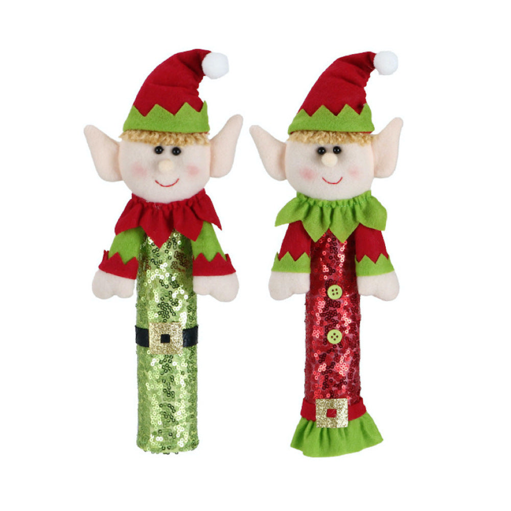 Christmas Decorations Fridge Handle Covers Lint Elf Doll Ornaments for Microwave Oven Festive Home Decor