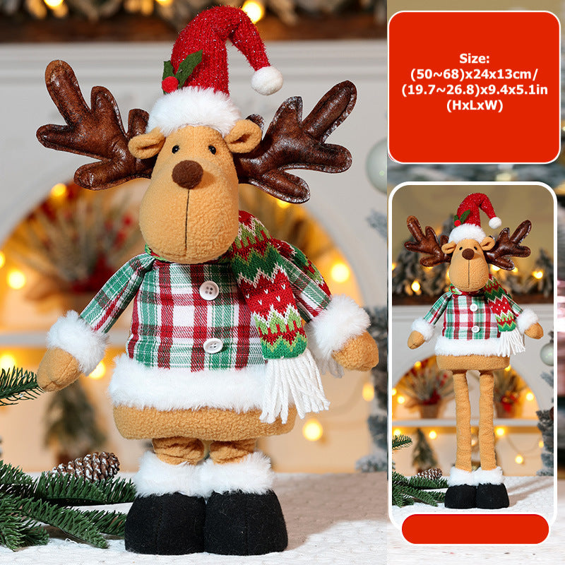 Christmas Telescope Doll Ornaments Stripe Plaid Snowman Santa Decorations Holiday Window Decoration Gift
