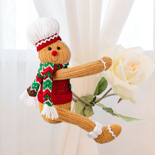 Christmas Decorations Gingerbread Man Curtain Buckle Chef Hat Window Curtain Hanging Ornaments Home Hotel Decor