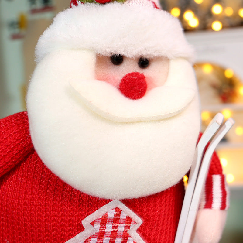 Christmas Cartoon Telescope Doll Knitted Santa Heart Snowman Ornaments Deer Decorations Xmas Gift Window Home Decor