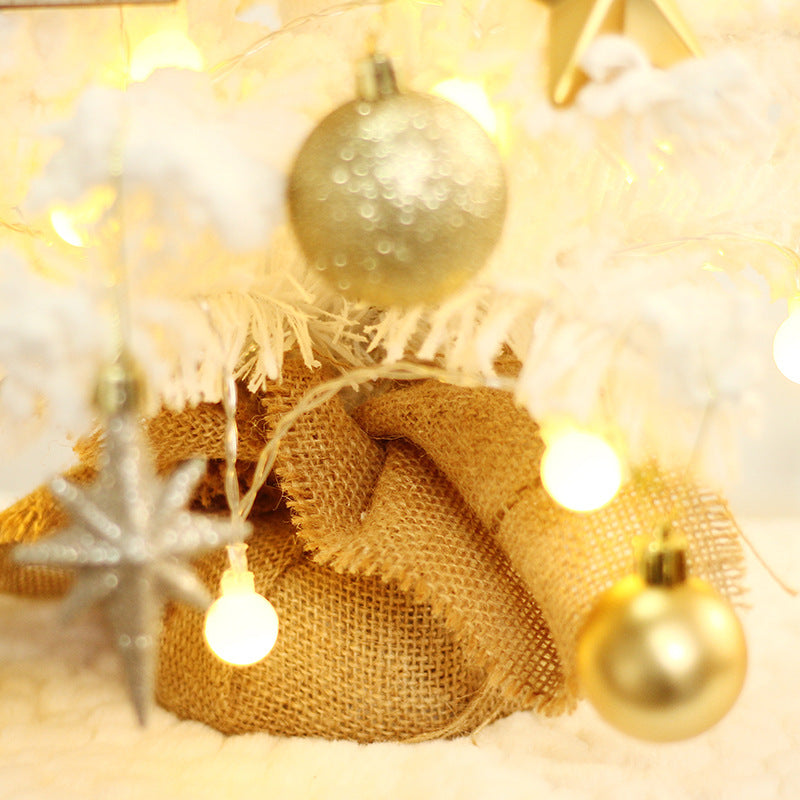 LED Mini Christmas Tree White Flocking Xmas Tree Christmas Decorations Tabletop Ornament Home Decor