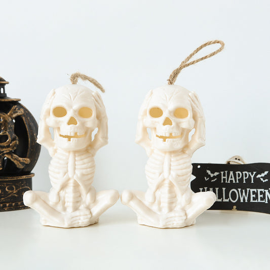 2Pack LED Skull Lights for Halloween Decorations Portable Skeleton Flash Night Lamp Spooky Hanging Ornaments