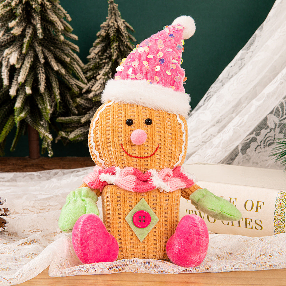 Christmas Decorations LED Gingerbread Man Ornaments Pink Gingerman Doll Xmas Gifts Home Table Decoration