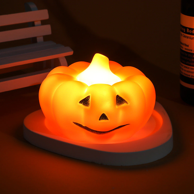 2Pack Halloween LED Night Lamp Ghost Pumpkin Candle Light Ornaments Room Pub Table Decoration