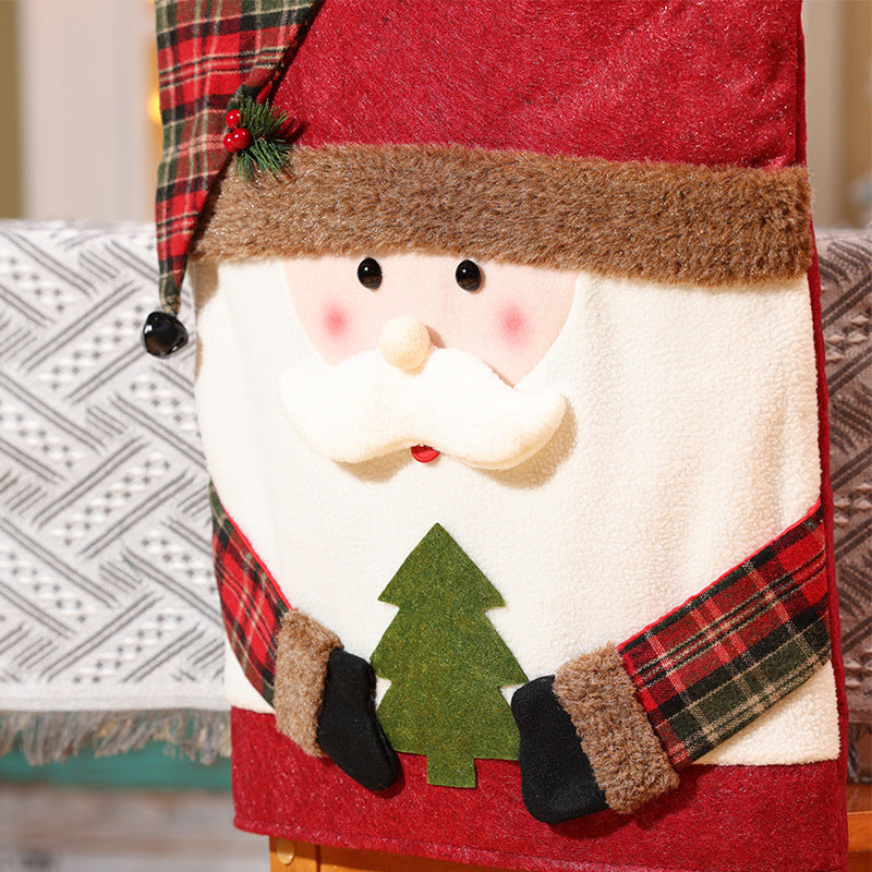 Christmas Chair Covers Decorations Hotel Dinning Room Home Decor Santa Snowman Ornaments