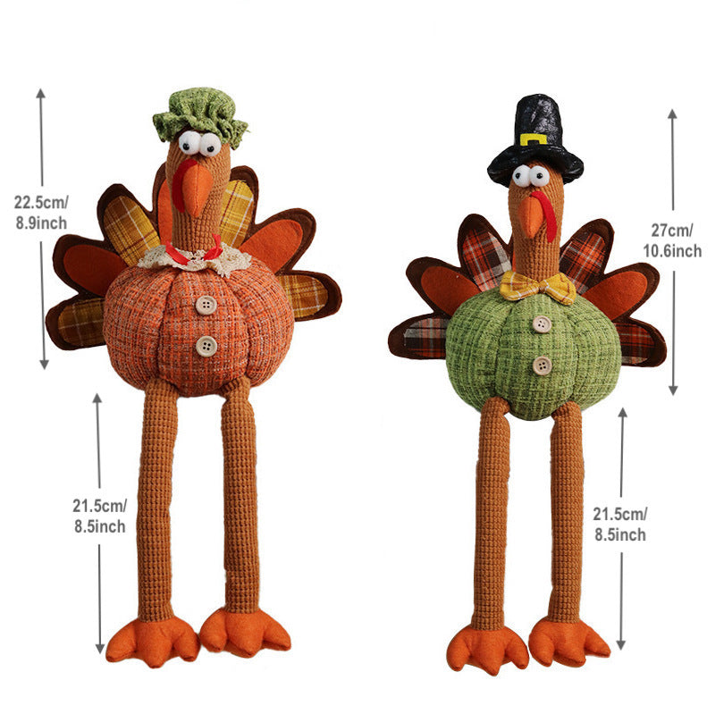 Thanksgiving Decorations Long Legs Turkey Doll Ornaments Fall Harvest Festival Home Party Decor Window Decorative Craft Gifts