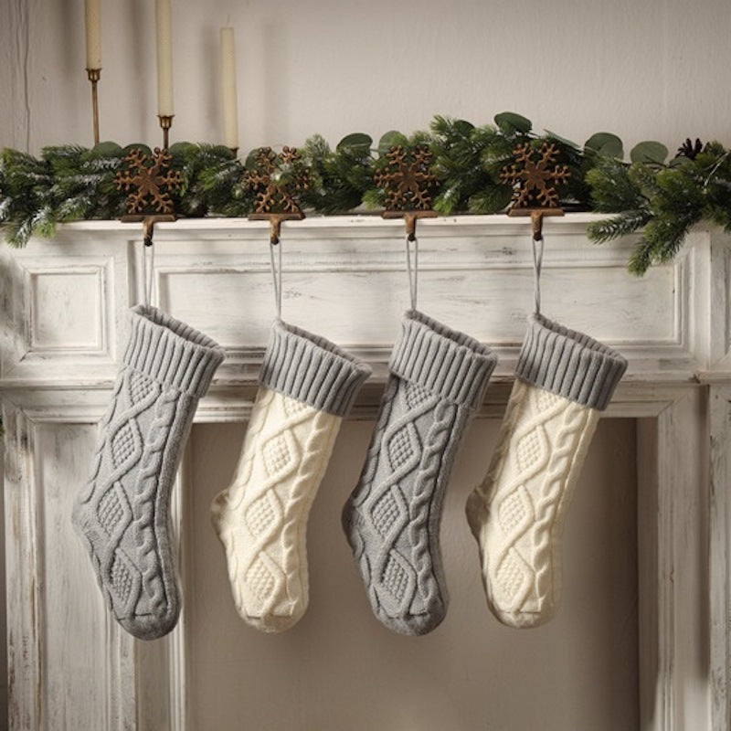 18in Large Christmas Gift Bag Decorations Knitted Two-sided Diamond Christmas Stocking Home Fireplace Xmas Tree Ornaments