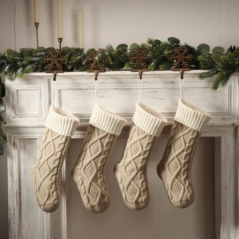 18in Large Christmas Gift Bag Decorations Knitted Two-sided Diamond Christmas Stocking Home Fireplace Xmas Tree Ornaments
