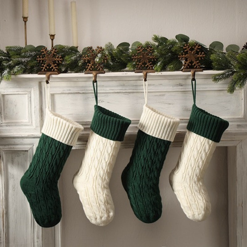 Knitted Twist Christmas Stocking Large Gift Bag Home Decorations Xmas Tree Fireplace Hanging Ornament Candy Bag