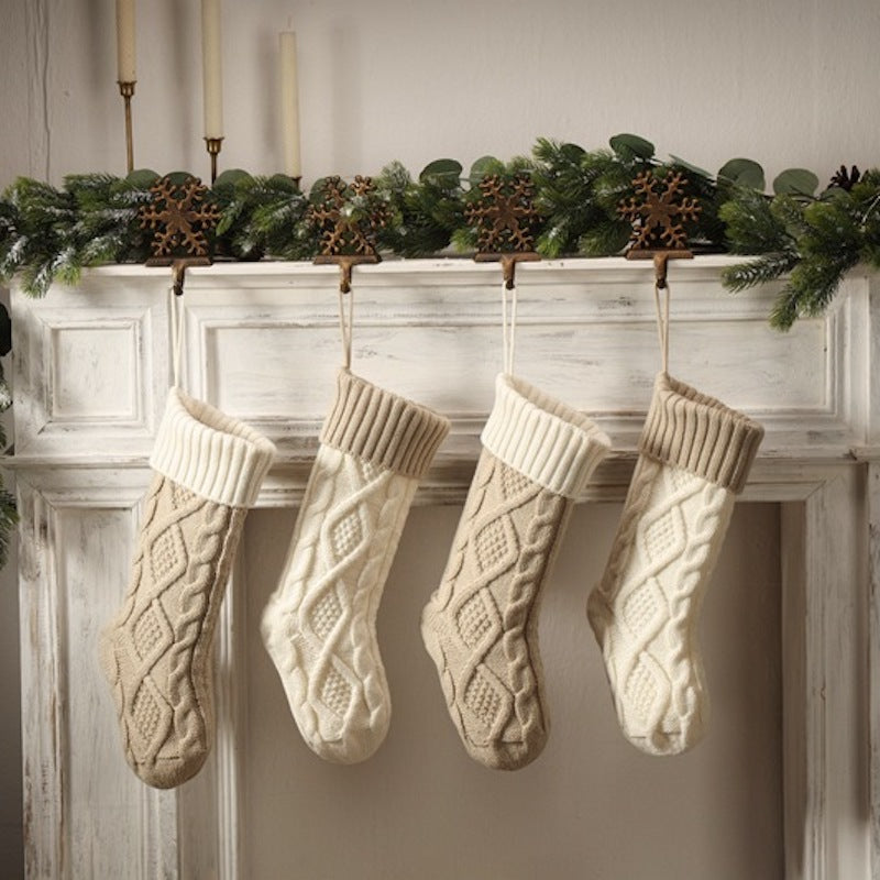 18in Large Christmas Gift Bag Decorations Knitted Two-sided Diamond Christmas Stocking Home Fireplace Xmas Tree Ornaments