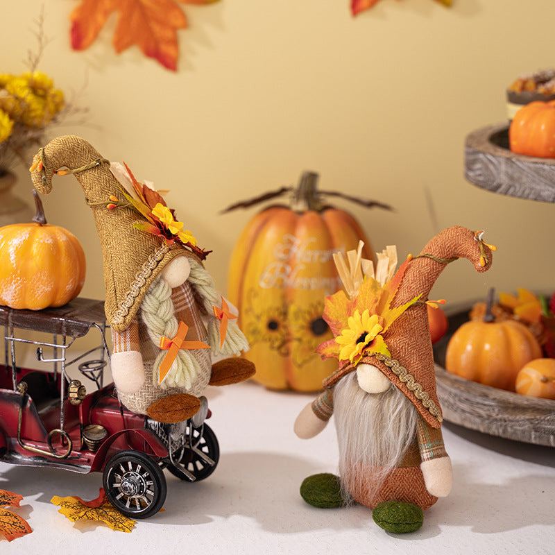 Fall Harvest Season Gnome Ornaments Thanksgiving Decorations Maple Rudolf Doll Holiday Table Decoration Home Decor Autumn Gifts