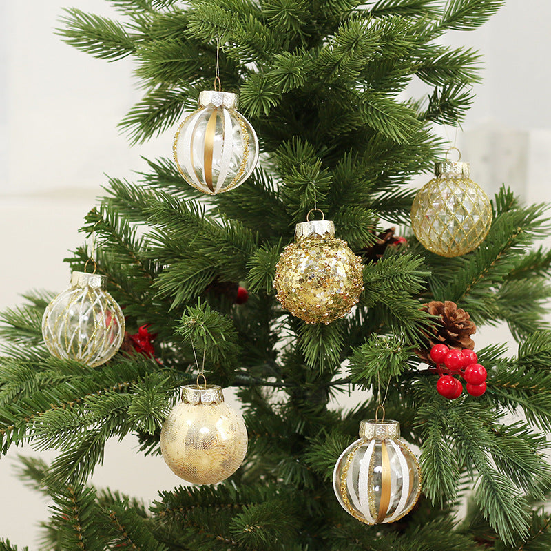 Christmas Decorations Golden White Balls for Christmas Tree Decoration Glitter Baubles Hanging Ornaments Party Supplies Home Decor