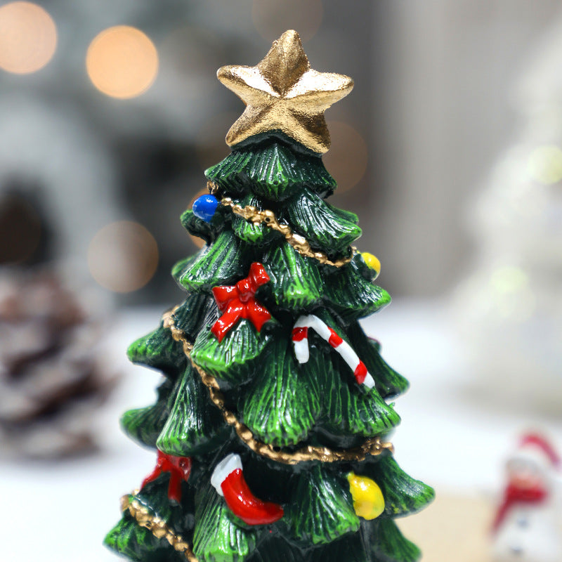Christmas Decorations Mini Resign Christmas Tree Desktop Ornament Xmas Gift Holiday Party Home Decor