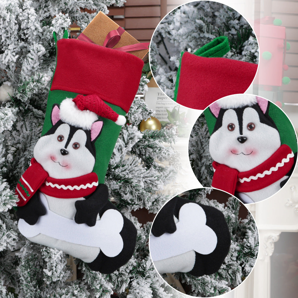 3D Cartoon Christmas Stocking Dog and Cat Large Gift Bag Xmas Tree Hanging Ornaments 18"
