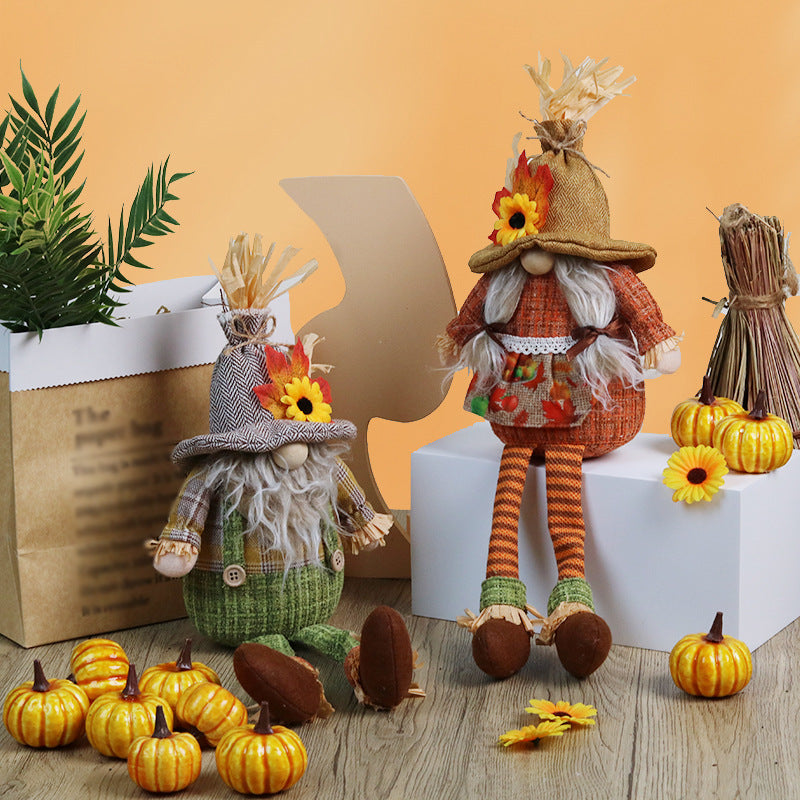 Thanksgiving Decorations Long Legs Gnome Doll Ornaments Harvest Festival Gifts Fall Home Decor Shop Window Decoration