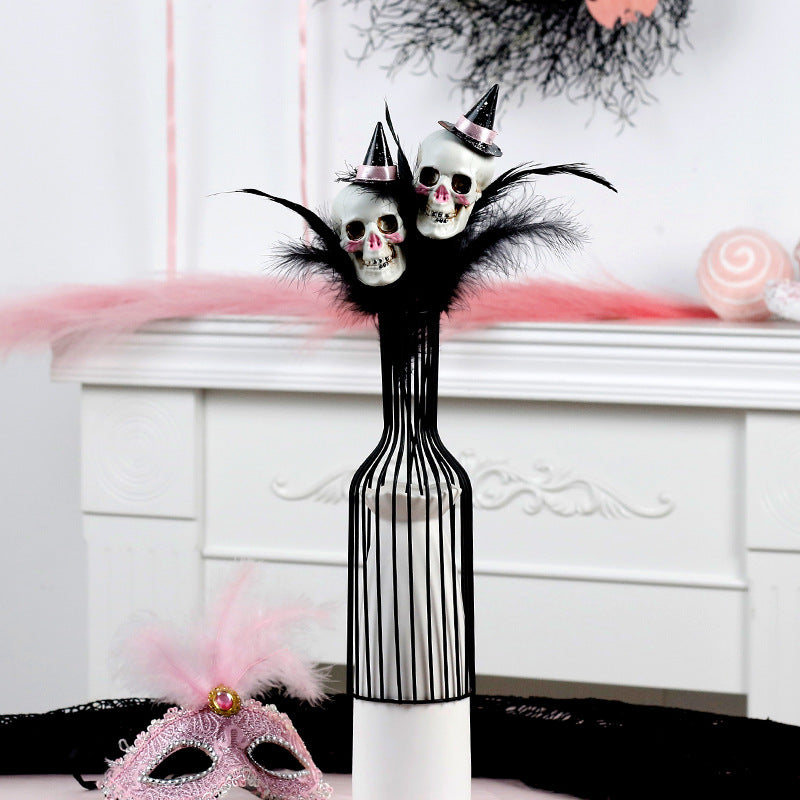Halloween Decorations Skull Feather Branch DIY Pumpkin Bouquet Holiday Party Ornament Holiday Decor