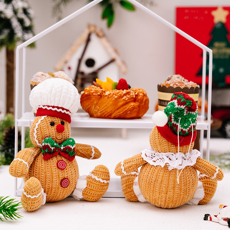 Christmas Ginger Man Pendants Sitting Doll Xmas Tree Hanging Ornaments for Holiday Home Decorations Tray Decor