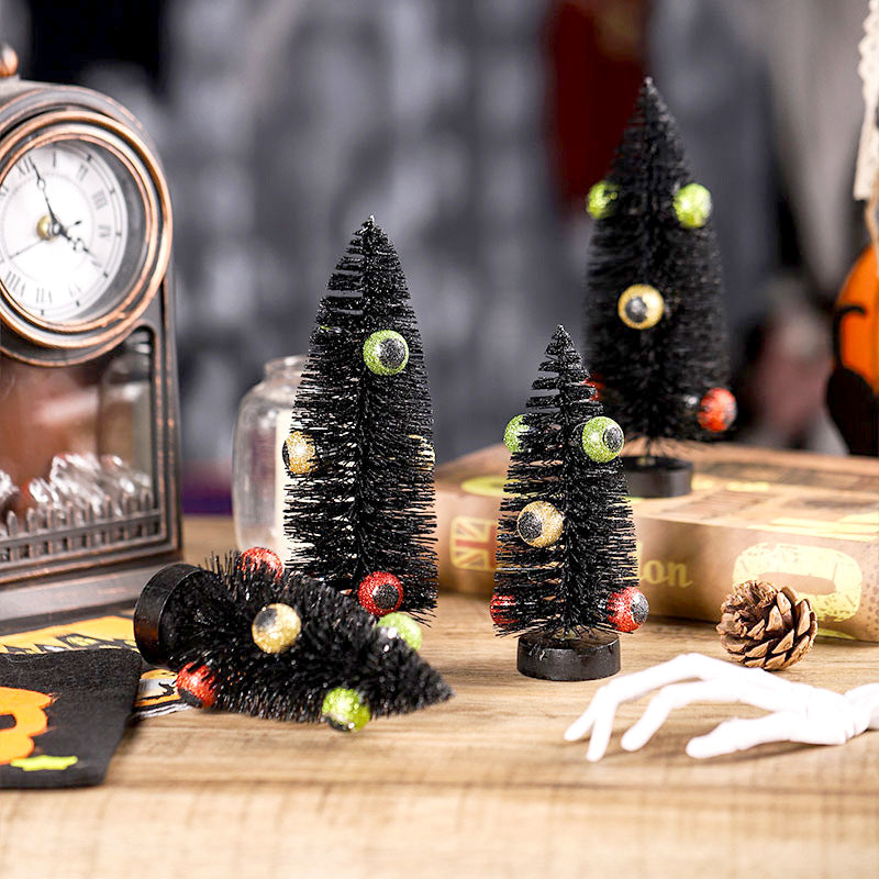 Halloween Decorations Scared Eyeballs Decorative Tree Tabletop Mini Pine Tree Party Ornaments Holiday Decoration Home Decor