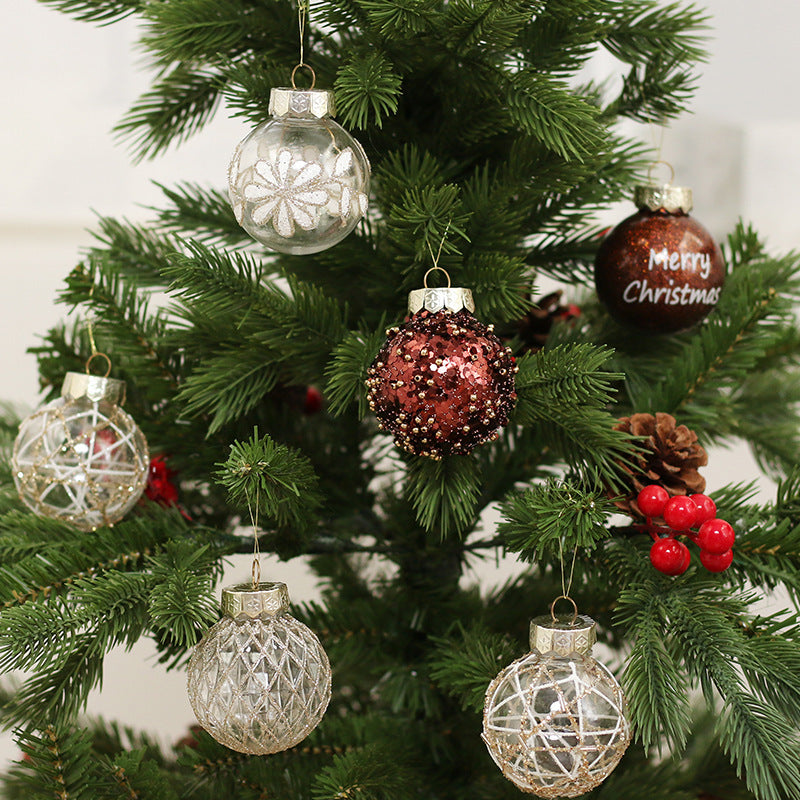 Christmas Decorations 6cm/2.4in Christmas Balls for Tree Hanging Ornaments Glitter Coffee Baubles Home Party Decor