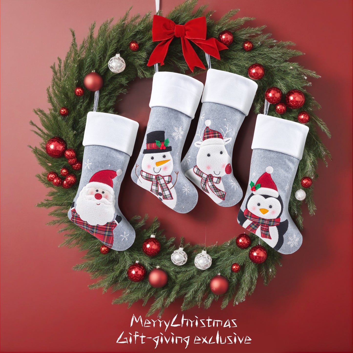 Christmas Stocking Decorations Cartoon Santa Snowman Socks Gifts Candy Bag Xmas Tree Hanging Ornaments Holiday Decor