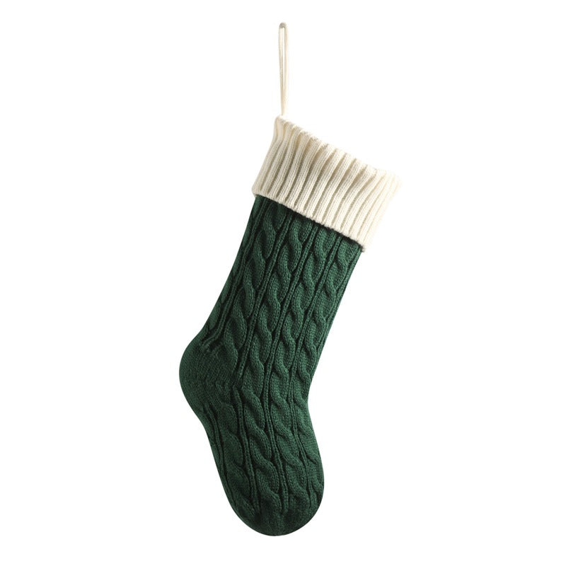 Knitted Twist Christmas Stocking Large Gift Bag Home Decorations Xmas Tree Fireplace Hanging Ornament Candy Bag