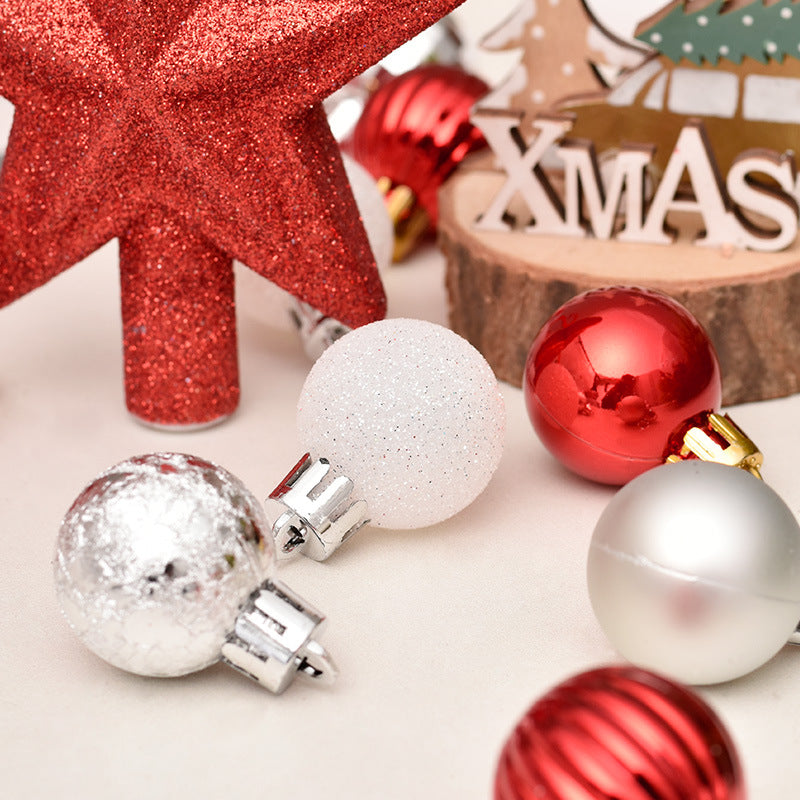 30PCS Christmas Ball Decorations 3cm/1.2in Mini Glitter Baubles with Tree Topper Hanging Ornaments for Table Christmas Tree Party Decor Wedding Holiday Decoration Gifts