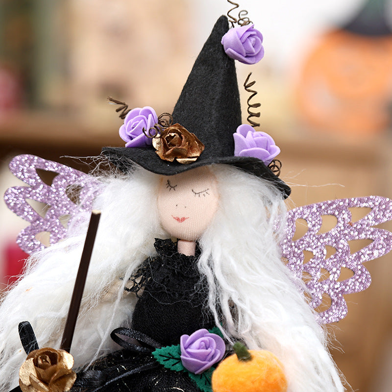 Halloween Decorations Witch Wings Doll Ornaments Butterfly Elf Tree Topper Holiday Party Home Decor Gifts