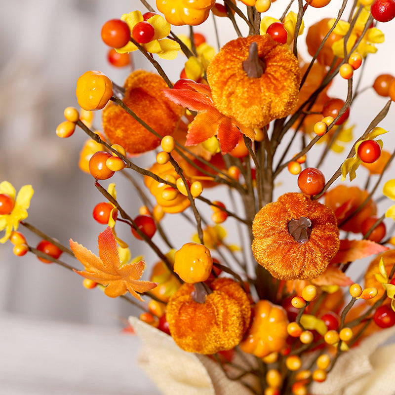 Pumpkin Maple Decorative Tree Thanksgiving Halloween Decorations Holiday Tabletop Ornaments Harvest Festival Farm Garden Family Party Home Decor