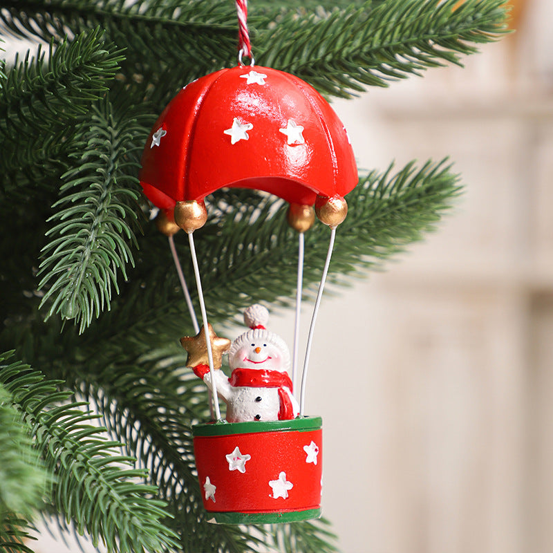 Christmas Parachute Decorations Xmas Tree Pendant Resign Santa Snowman Ornament Home Desktop Decor