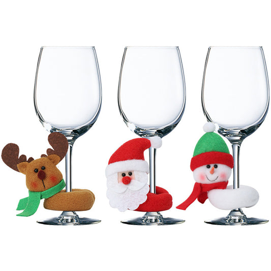 3Pack Lint Wine Cup Hug Christmas Decorations Bottle Holder Santa Snowman Ornaments Holiday Party Homecor