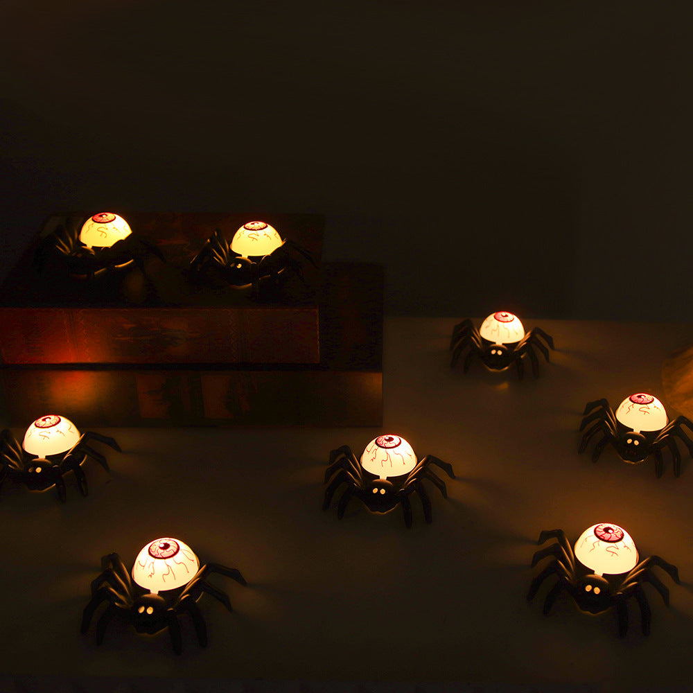 Halloween Decorations 2PCS Eyeball Night Lamp LED Spider Candle Light Tabletop Ornaments Pub Ambient lighting Party Props