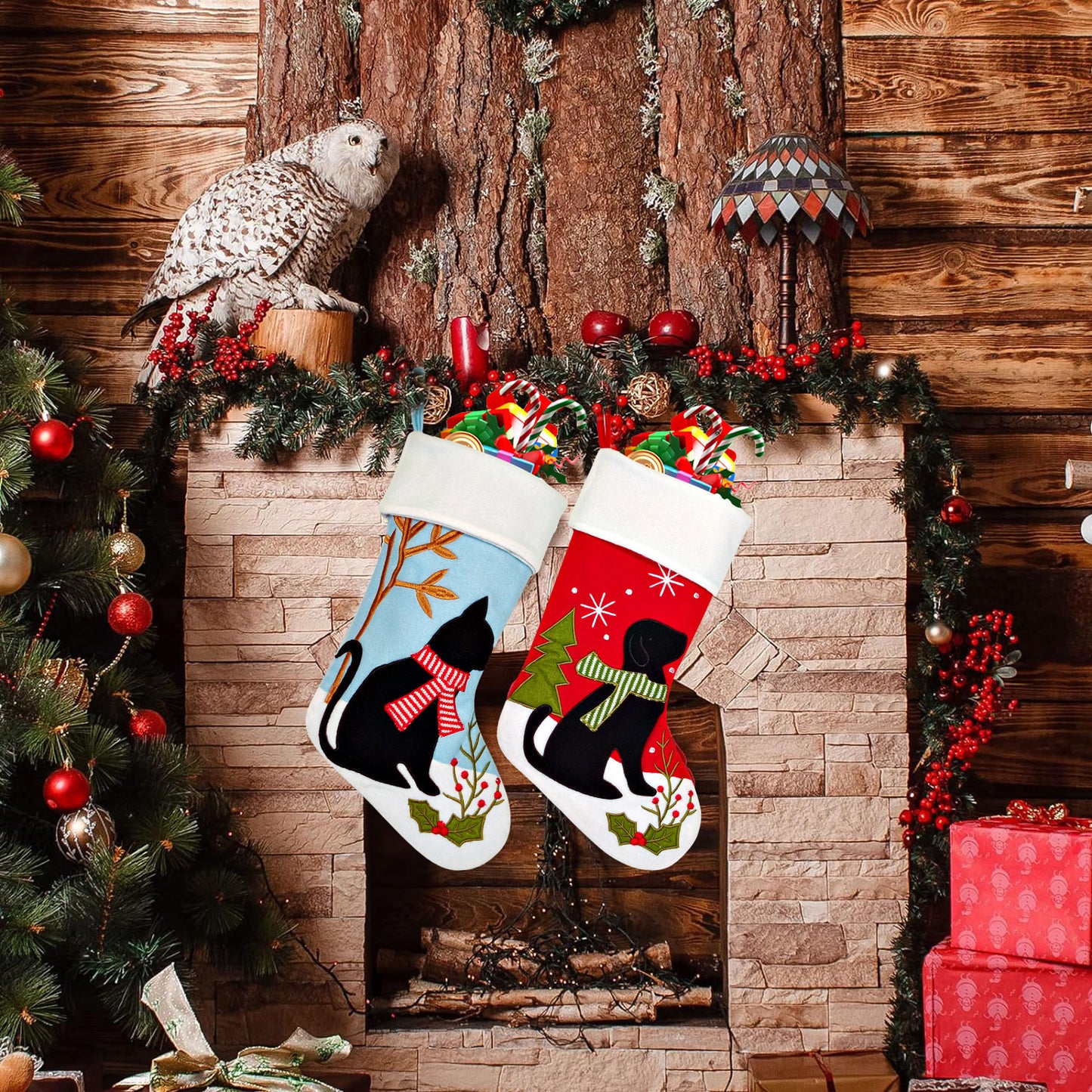 Christmas Decorations Big Gift Bag Embroider Pet Stocking Xmas Tree Hanging Fireplace Home Decorations