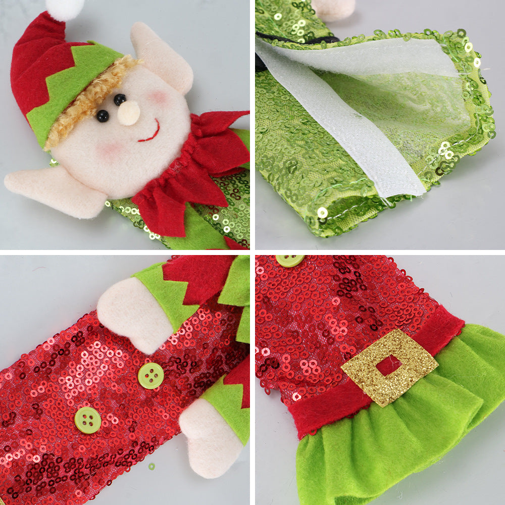 Christmas Decorations Fridge Handle Covers Lint Elf Doll Ornaments for Microwave Oven Festive Home Decor