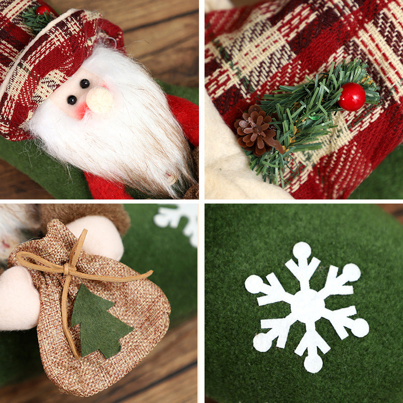 Christmas Stocking Decorations Santa Doll Candy Bag Hanging Ornament Snowman Gift Bag Xmas Tree Fireplace Pendant Holiday Decoration