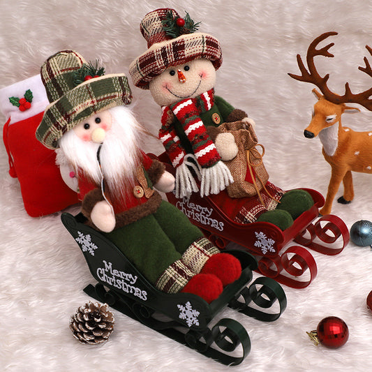 Christmas Decorations Sleigh Santa Snowman Doll Ornaments Xmas Home Decor Gifts