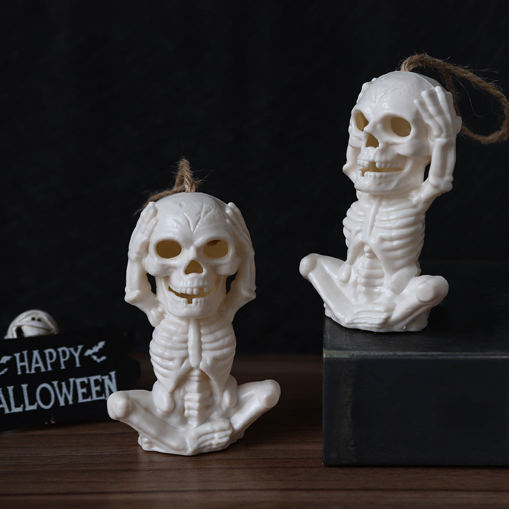 2Pack LED Skull Lights for Halloween Decorations Portable Skeleton Flash Night Lamp Spooky Hanging Ornaments