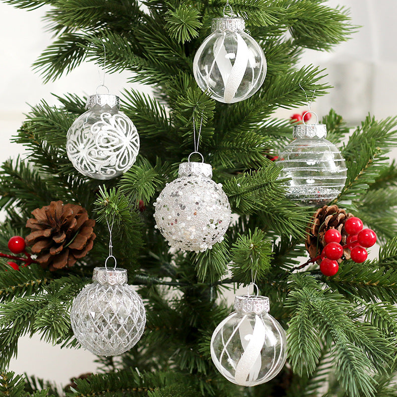 25PCS Christmas Balls Set Festive Hanging Ornament Christmas Tree Decoration Silver Baubles Party Wedding Decor