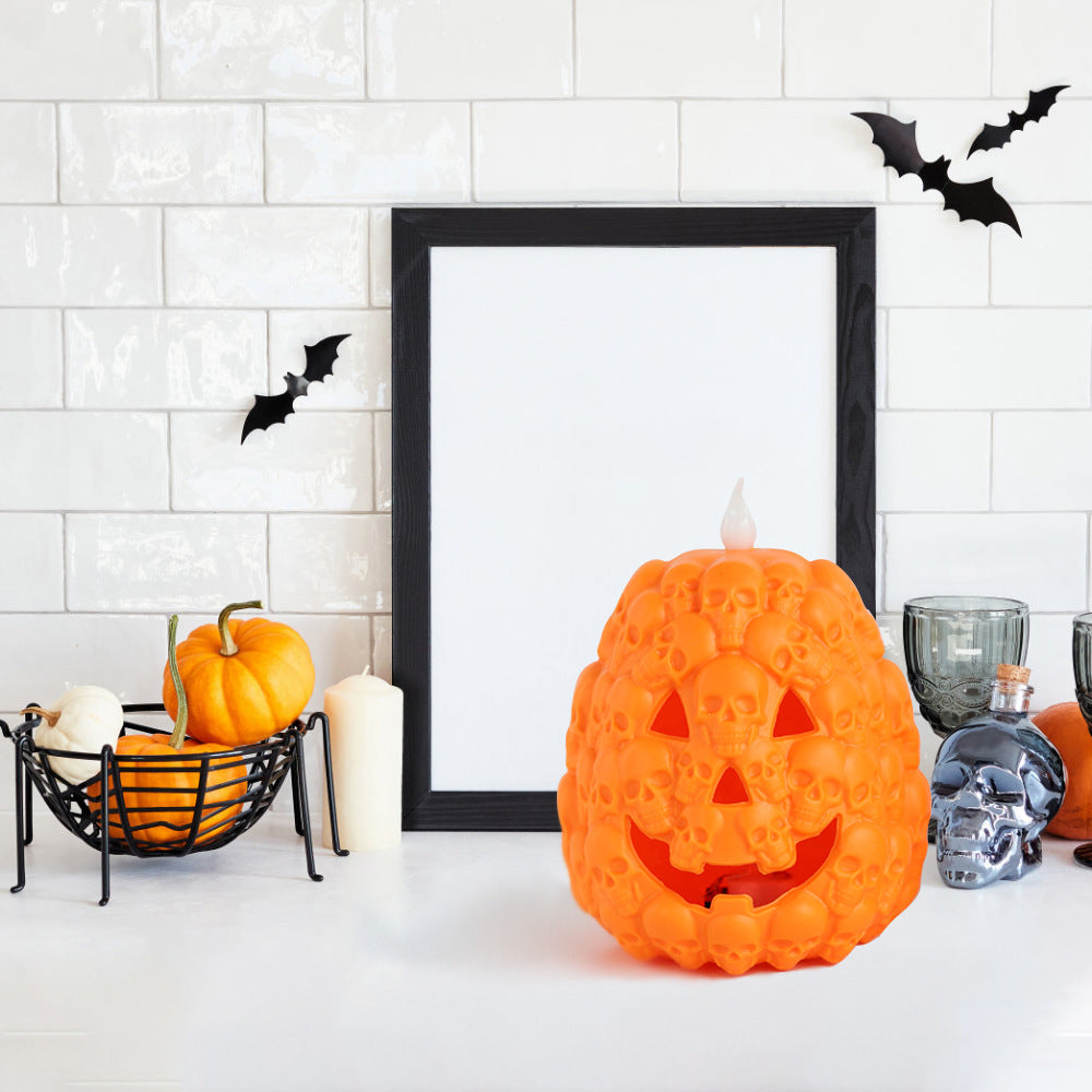 Halloween Decorations LED Pumpkin Light Skull Decorative Night Lamp Pumpkin Ornaments Party Props Hollow Candle Lamp Home Decor